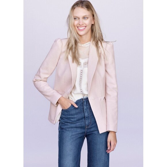 Rebecca Taylor Resort 2017 Puffed Sleeve Blazer Rose Bud Pink Size 6 - Picture 1 of 10